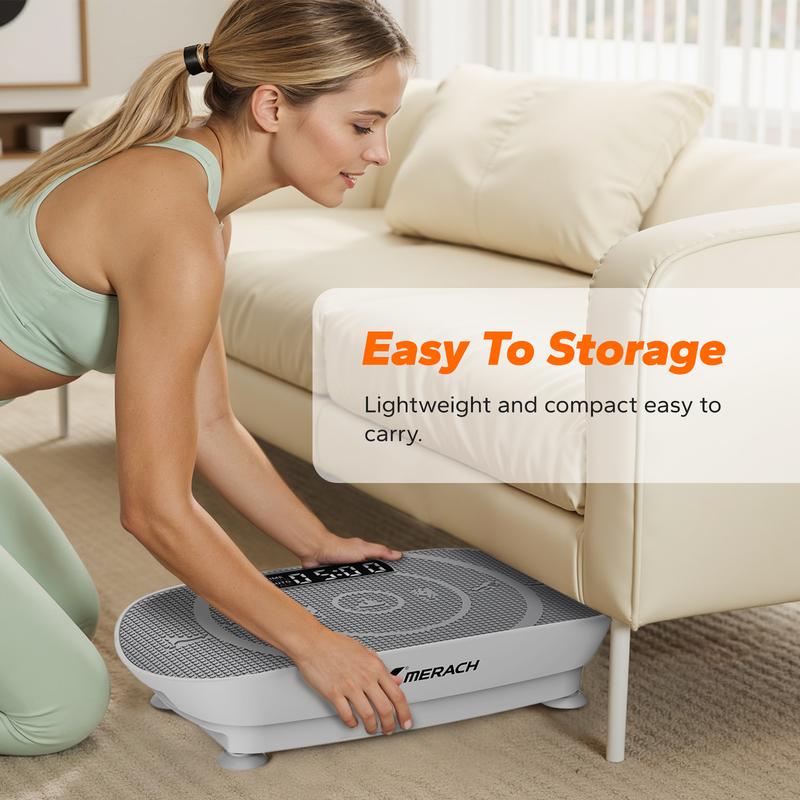 MERACH Slim Vibration Plate Exercise Machine – Compact Full Body Workout Platform with Lymphatic Drainage, Quiet Home Fitness Equipment for Muscle Activation & Recovery